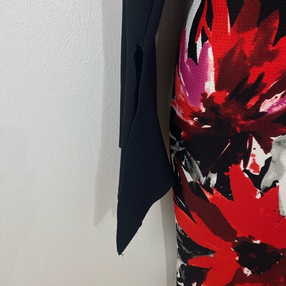 Floral Ashley Stewart Dress. Black/Red/White. Sz  12. - Picture 7 of 11